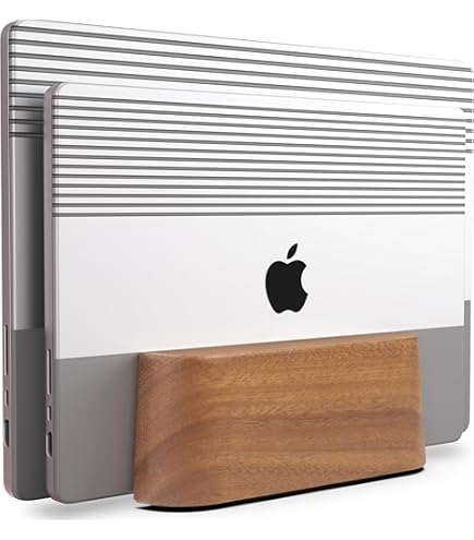 Oakywood Dual Laptop Dock, Vertical Laptop Stand Wood, Laptop